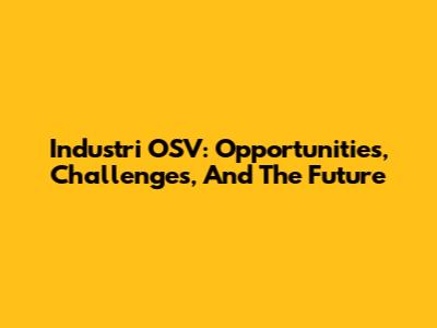 Industri OSV: Opportunities, Challenges, And The Future