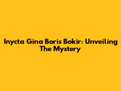 Inycta Gina Boris Bokir: Unveiling The Mystery