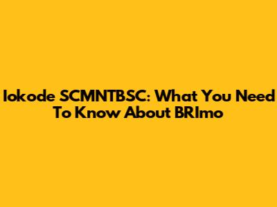 Iokode SCMNTBSC: What You Need To Know About BRImo