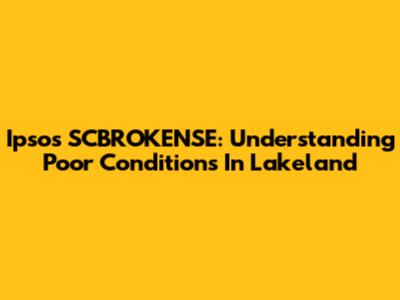 Ipsos SCBROKENSE: Understanding Poor Conditions In Lakeland
