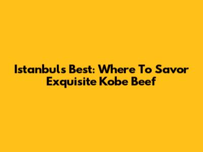 Istanbul's Best: Where To Savor Exquisite Kobe Beef