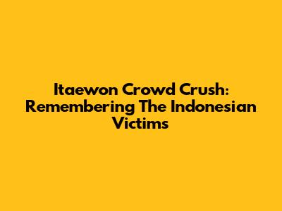 Itaewon Crowd Crush: Remembering The Indonesian Victims