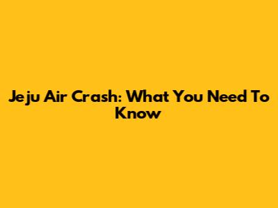 Jeju Air Crash: What You Need To Know