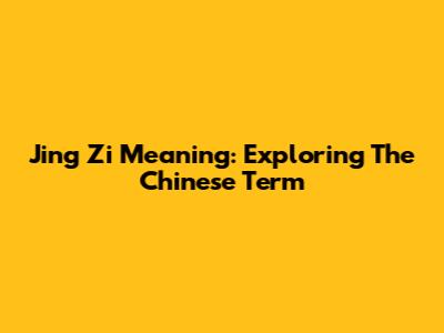 Jing Zi Meaning: Exploring The Chinese Term