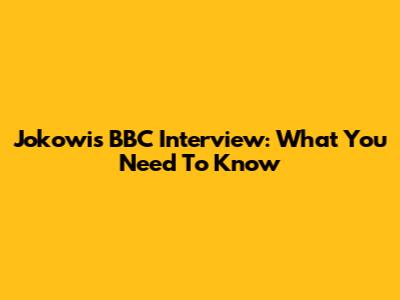 Jokowi's BBC Interview: What You Need To Know