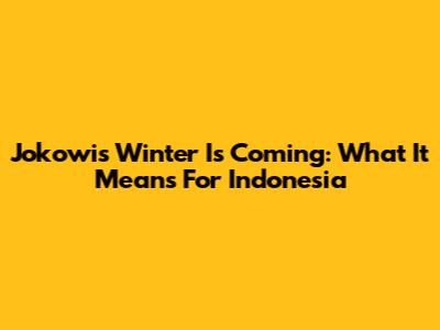 Jokowi's Winter Is Coming: What It Means For Indonesia