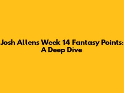 Josh Allen's Week 14 Fantasy Points: A Deep Dive