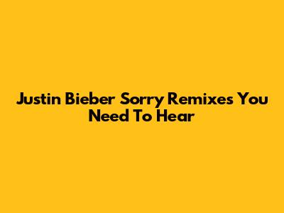 Justin Bieber "Sorry" Remixes You Need To Hear