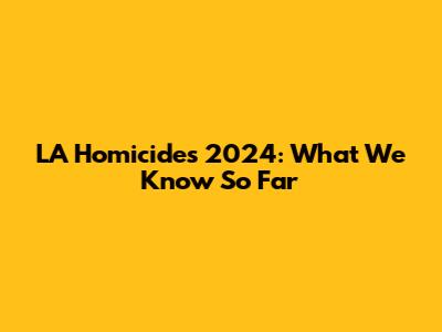 LA Homicides 2024: What We Know So Far