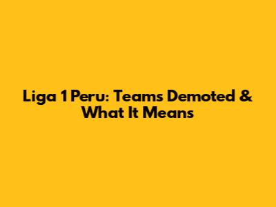 Liga 1 Peru: Teams Demoted & What It Means