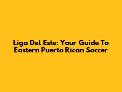 Liga Del Este: Your Guide To Eastern Puerto Rican Soccer