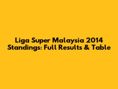 Liga Super Malaysia 2014 Standings: Full Results & Table