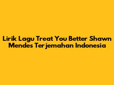 Lirik Lagu "Treat You Better" Shawn Mendes Terjemahan Indonesia