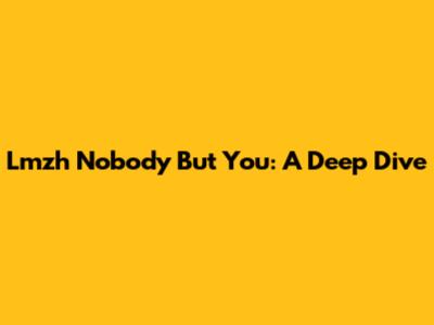 Lmzh Nobody But You: A Deep Dive