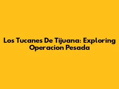 Los Tucanes De Tijuana: Exploring Operacion Pesada