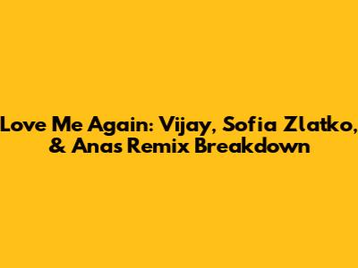 Love Me Again: Vijay, Sofia Zlatko, & Anas Remix Breakdown