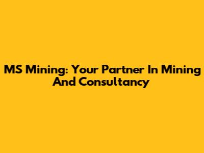 MS Mining: Your Partner In Mining And Consultancy