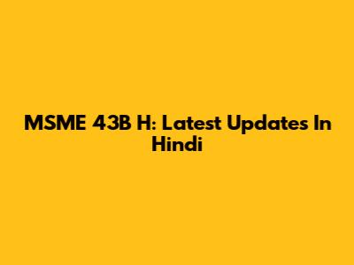 MSME 43B H: Latest Updates In Hindi