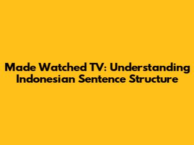 Made Watched TV: Understanding Indonesian Sentence Structure