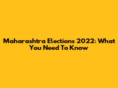 Maharashtra Elections 2022: What You Need To Know