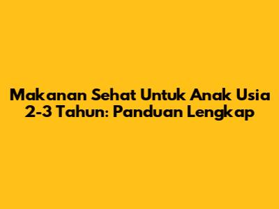 Makanan Sehat Untuk Anak Usia 2-3 Tahun: Panduan Lengkap
