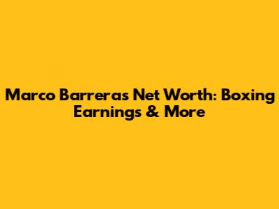 Marco Barrera's Net Worth: Boxing Earnings & More
