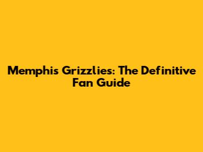 Memphis Grizzlies: The Definitive Fan Guide