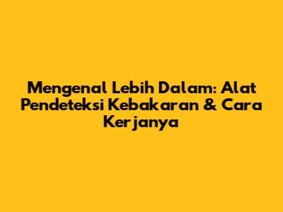 Mengenal Lebih Dalam: Alat Pendeteksi Kebakaran & Cara Kerjanya