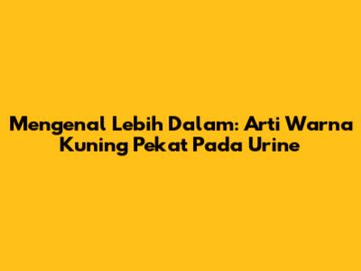 Mengenal Lebih Dalam: Arti Warna Kuning Pekat Pada Urine