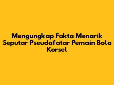 Mengungkap Fakta Menarik Seputar Pseudafatar Pemain Bola Korsel
