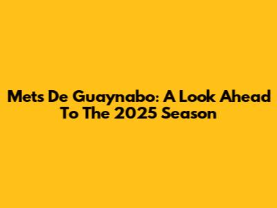 Mets De Guaynabo: A Look Ahead To The 2025 Season