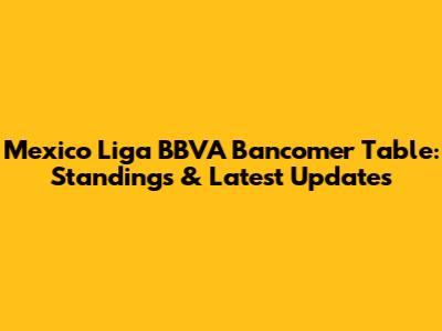 Mexico Liga BBVA Bancomer Table: Standings & Latest Updates