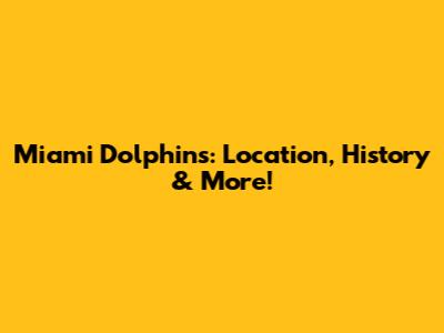 Miami Dolphins: Location, History & More!