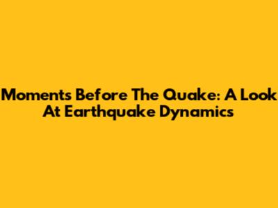 Moments Before The Quake: A Look At Earthquake Dynamics