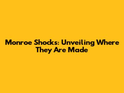 Monroe Shocks: Unveiling Where They Are Made