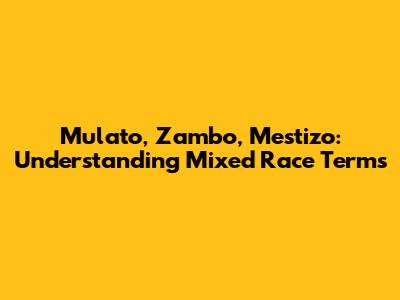 Mulato, Zambo, Mestizo: Understanding Mixed Race Terms