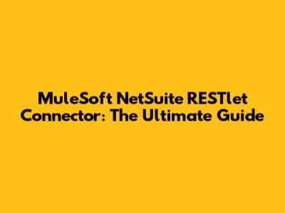 MuleSoft NetSuite RESTlet Connector: The Ultimate Guide