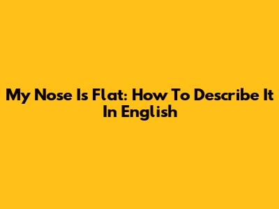 My Nose Is Flat: How To Describe It In English