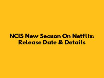 NCIS New Season On Netflix: Release Date & Details