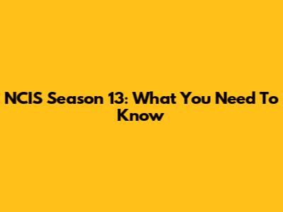 NCIS Season 13: What You Need To Know