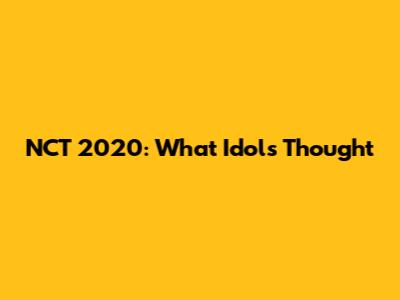 NCT 2020: What Idols Thought