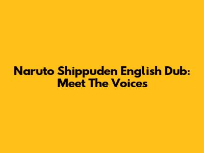 Naruto Shippuden English Dub: Meet The Voices