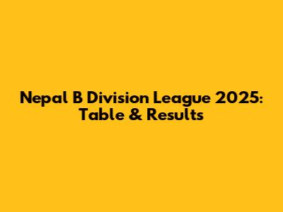 Nepal B Division League 2025: Table & Results