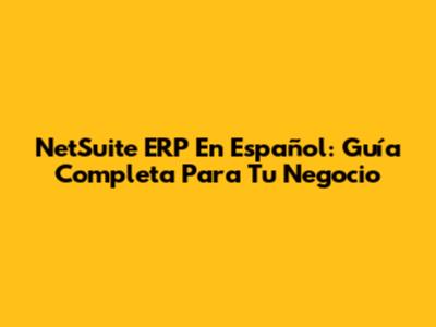NetSuite ERP En Español: Guía Completa Para Tu Negocio