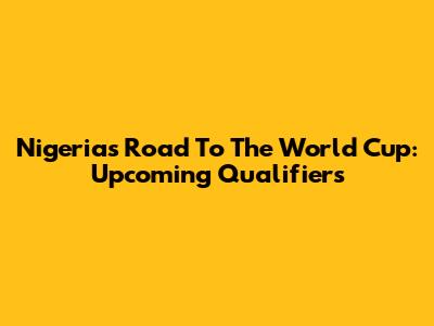 Nigeria's Road To The World Cup: Upcoming Qualifiers