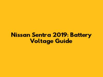Nissan Sentra 2019: Battery Voltage Guide