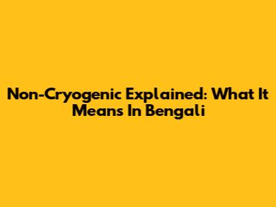 Non-Cryogenic Explained: What It Means In Bengali