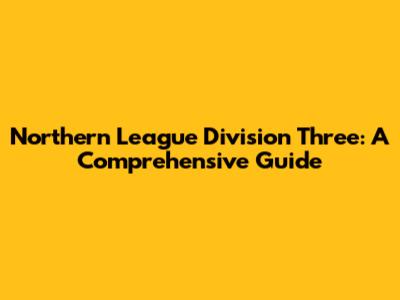 Northern League Division Three: A Comprehensive Guide
