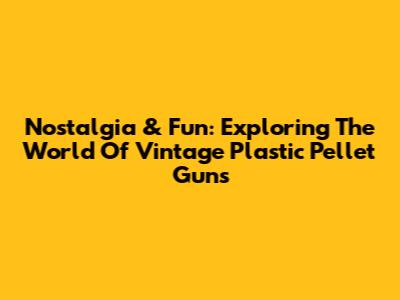 Nostalgia & Fun: Exploring The World Of Vintage Plastic Pellet Guns