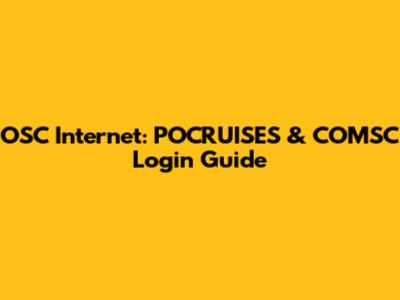 OSC Internet: POCRUISES & COMSC Login Guide